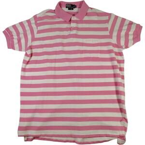 VTG Ralph Lauren Big Shirt Men's XL Pink White Striped Preppy Old Money 90s Y2K